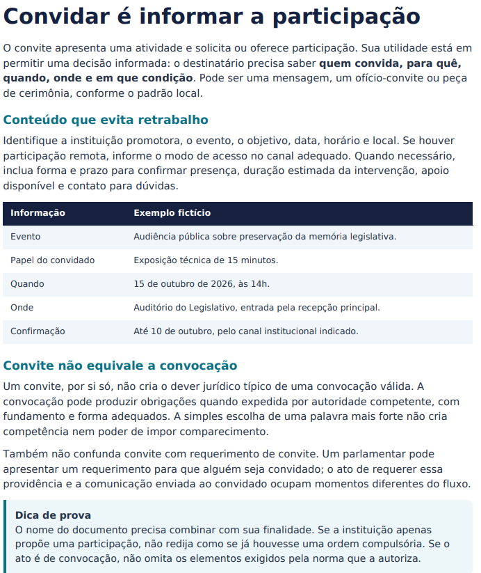 Redação oficial: convites e participação