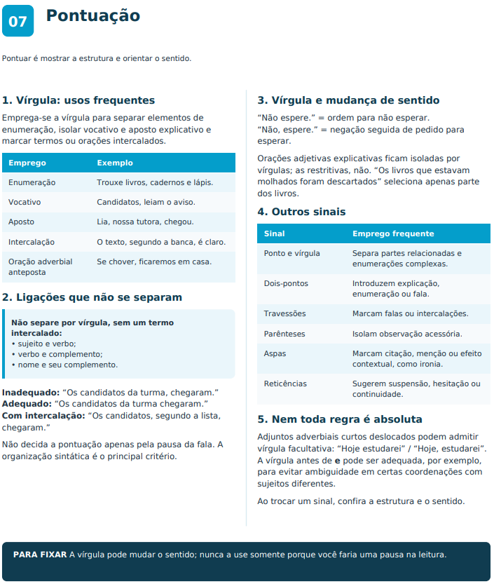 Língua Portuguesa: pontuação