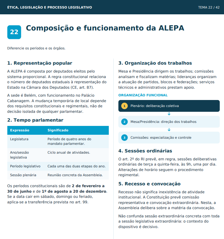 Composição e funcionamento da ALEPA