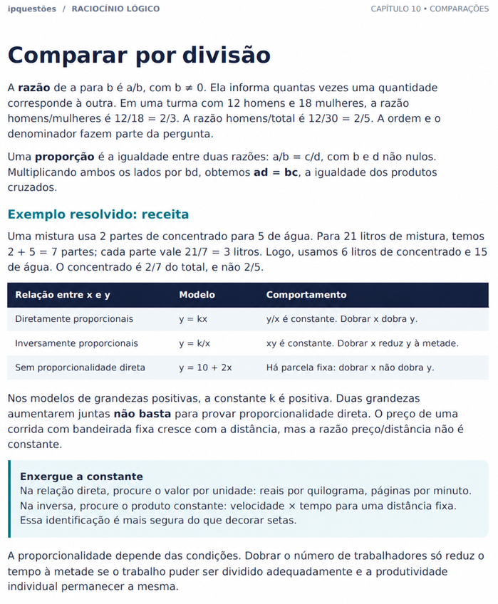 Raciocínio Lógico: razão e proporção