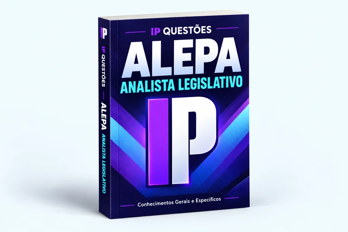 Ilustração 3D da apostila IP Questões ALEPA — Analista Legislativo