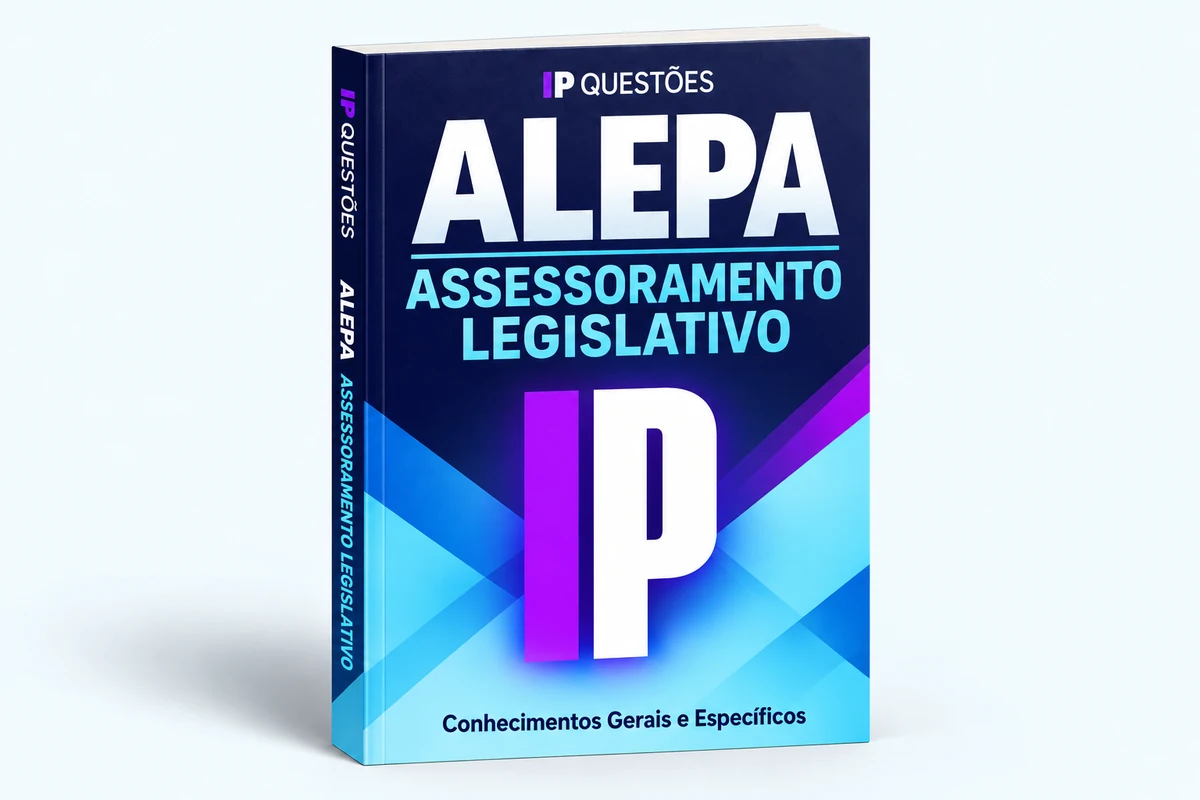 Ilustração 3D da apostila IP Questões ALEPA — Assessoramento Legislativo